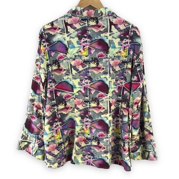 Wyatt Rose abstract art print blouse size XL - Picture 2 of 10